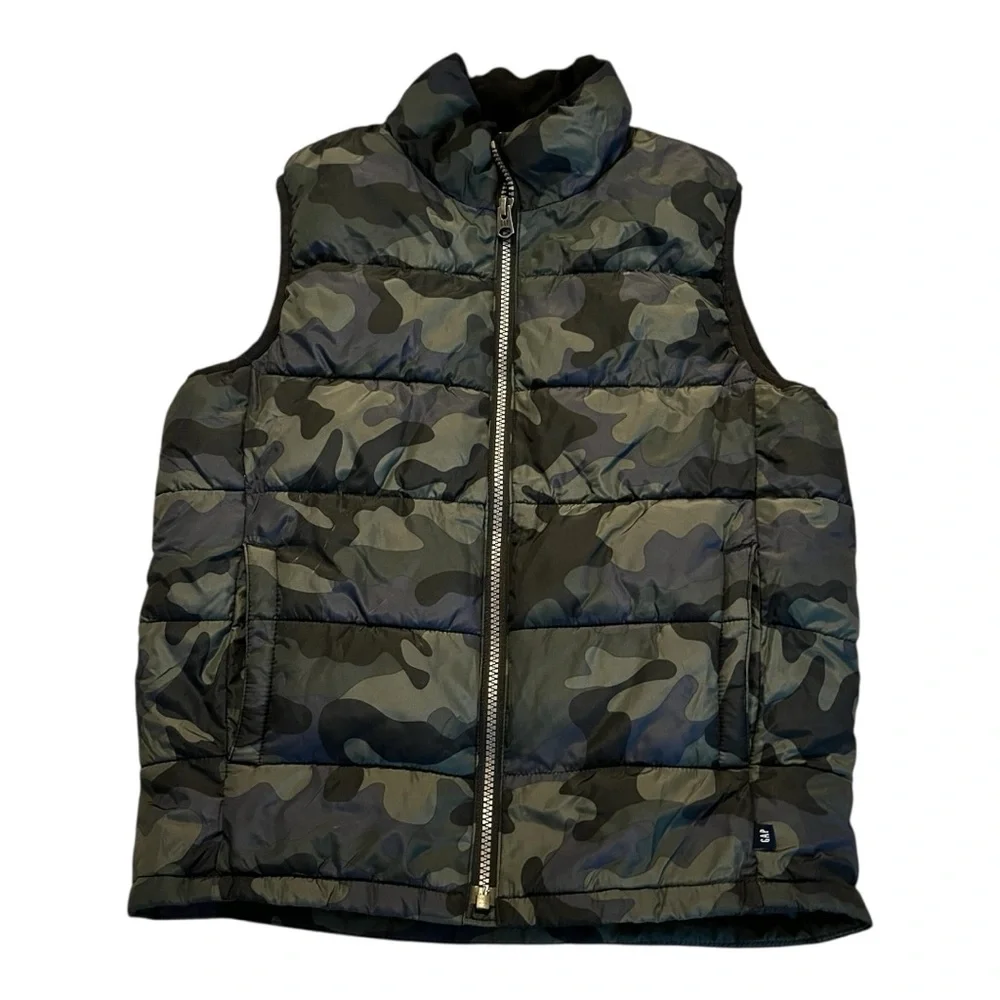 GAP Kids Camouflage Puffer Vest‎ Size M ColdControl Insulated